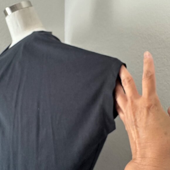 COS Twist Front Pull On Short Dress Batwing Short Sleeve Solid Black Minimalist - Picture 6 of 11